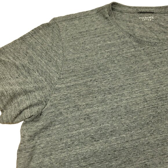 Marine Layer Womens L / XL Shirt Slub‎ Cotton Blend Short Sleeve Gray Pull On - Picture 3 of 12